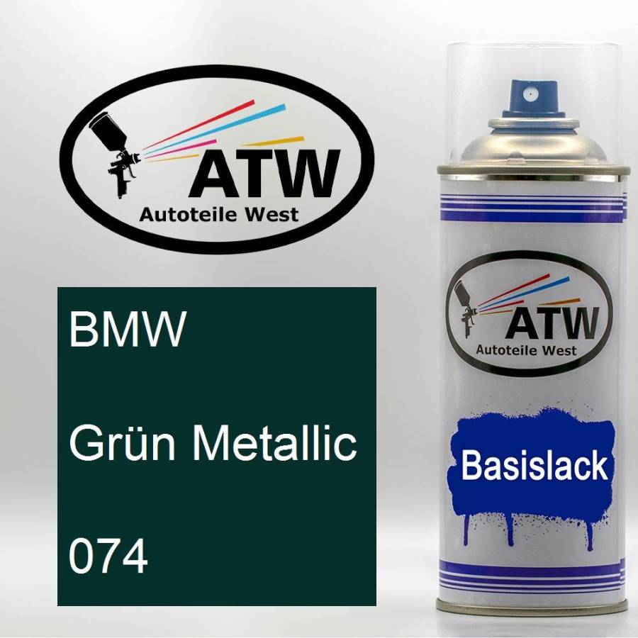 BMW, Grün Metallic, 074: 400ml Sprühdose, von ATW Autoteile West.